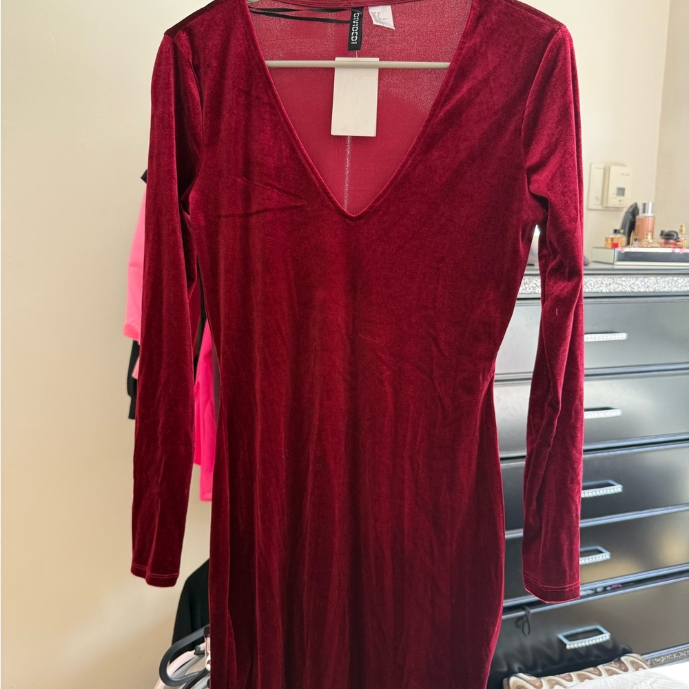 Elegant Red Velvet Dress